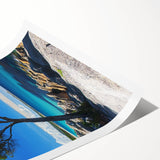 Vibrant rolled canvas print showcasing a stunning landscape of cliffs against a dramatic sky, perfect for home decor or art enthusiasts, packaged securely.