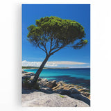 Stretched canvas artwork depicting vibrant cliffs and sweeping landscapes in rich colors, perfect for home decor or gallery display, enhancing any interior space.