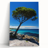 Stretched canvas artwork depicting dramatic cliffs and landscapes, featuring vibrant colors and textured details, perfect for enhancing home decor.