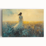 Abstract figurative stretched canvas artwork showcasing vibrant colors and dynamic shapes, perfect for modern home decor, enhancing any living space.