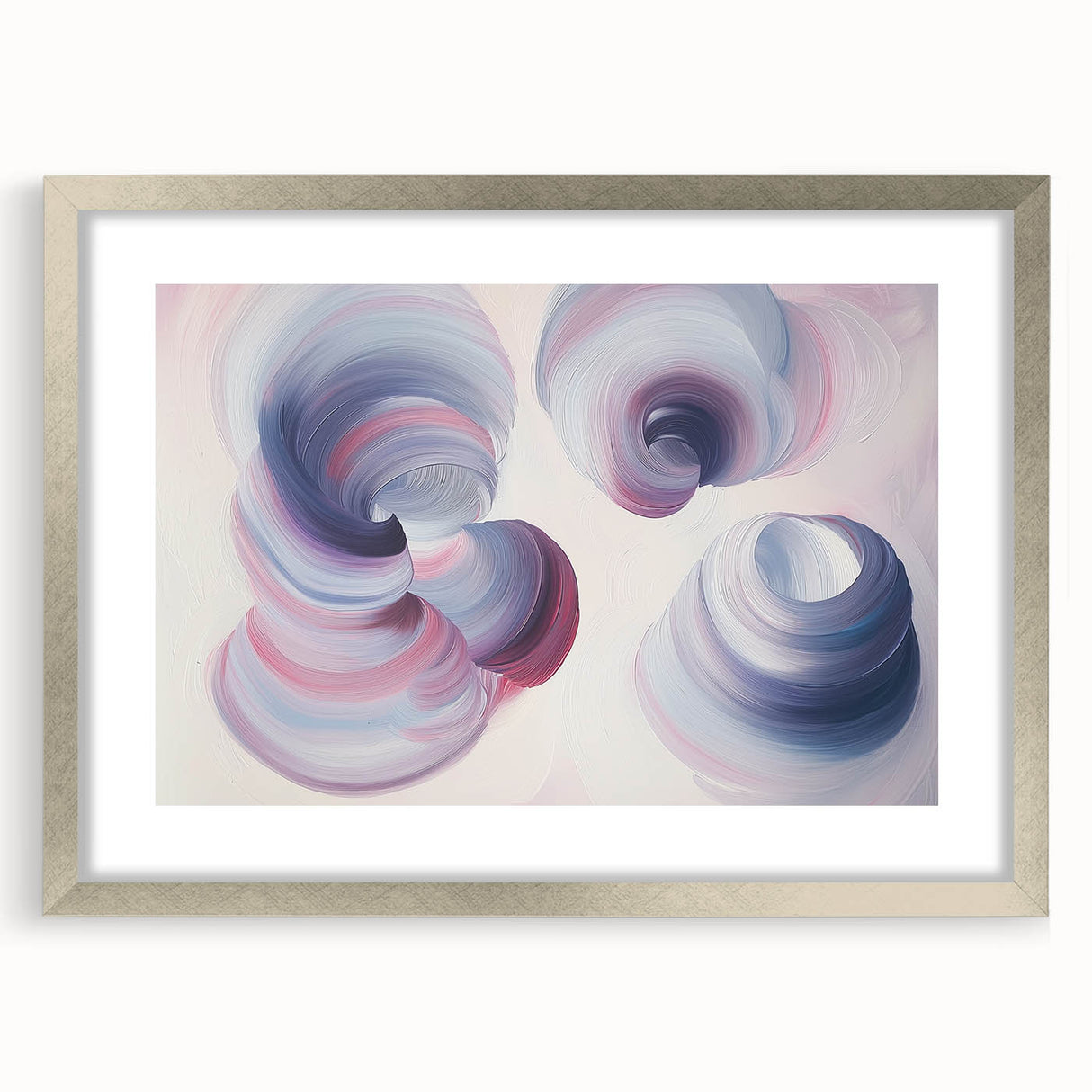 Abstract geometric silver frame showcasing a modern design with a mat, ideal for contemporary art displays. Perfect for elevating home decor aesthetics.