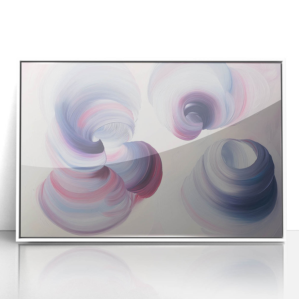 Abstract geometric framed acrylic artwork in white, showcasing intricate patterns and textures, ideal for modern home decor and artistic expression.
