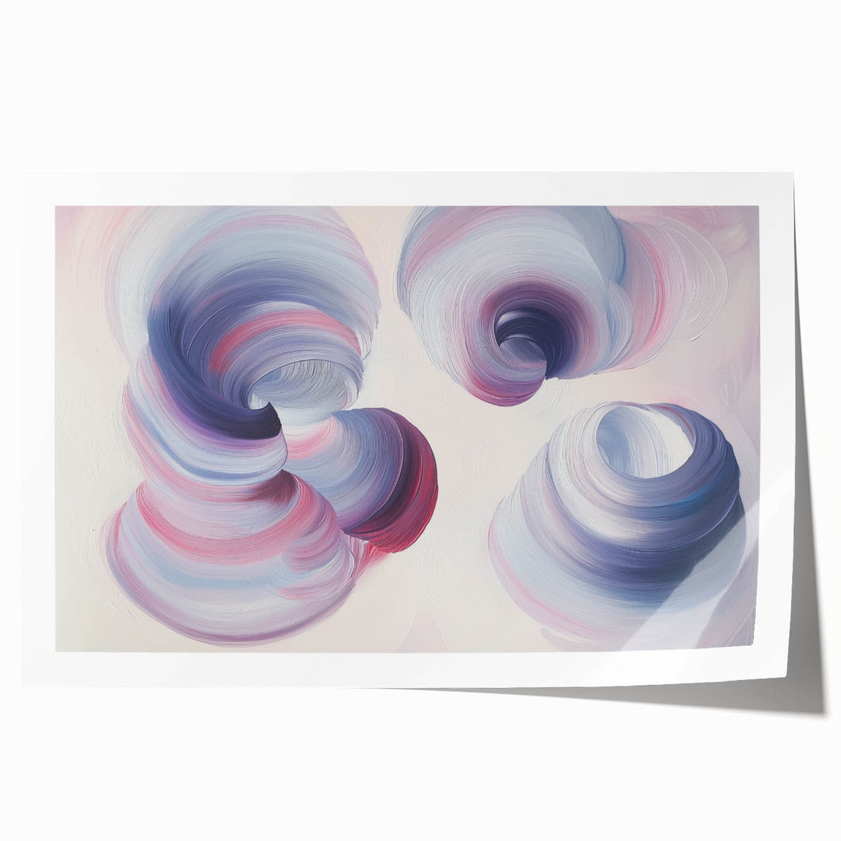 Abstract geometric rolled print showcasing vibrant colors and intricate patterns, elegantly packaged in a sturdy cardboard tube, perfect for modern home décor.