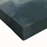 Abstract landscape wall art on stretched canvas, showcasing vibrant hues of blue and green with textured brush strokes, perfect for modern home decor.