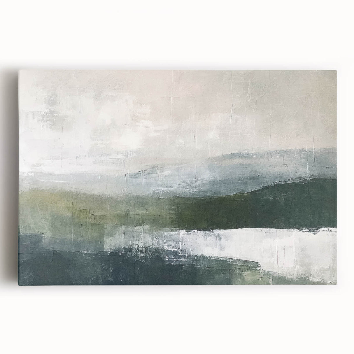 Abstract landscape wall art on stretched canvas showcasing vibrant colors and fluid shapes, ideal for modern home decor. This piece adds a touch of creativity and elegance to any room, perfect for art enthusiasts and interior design lovers.
