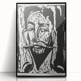 Expressionist Art - Striking Monochrome Portrait in Abstract Style