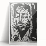 Expressionist Art - Striking Monochrome Portrait in Abstract Style