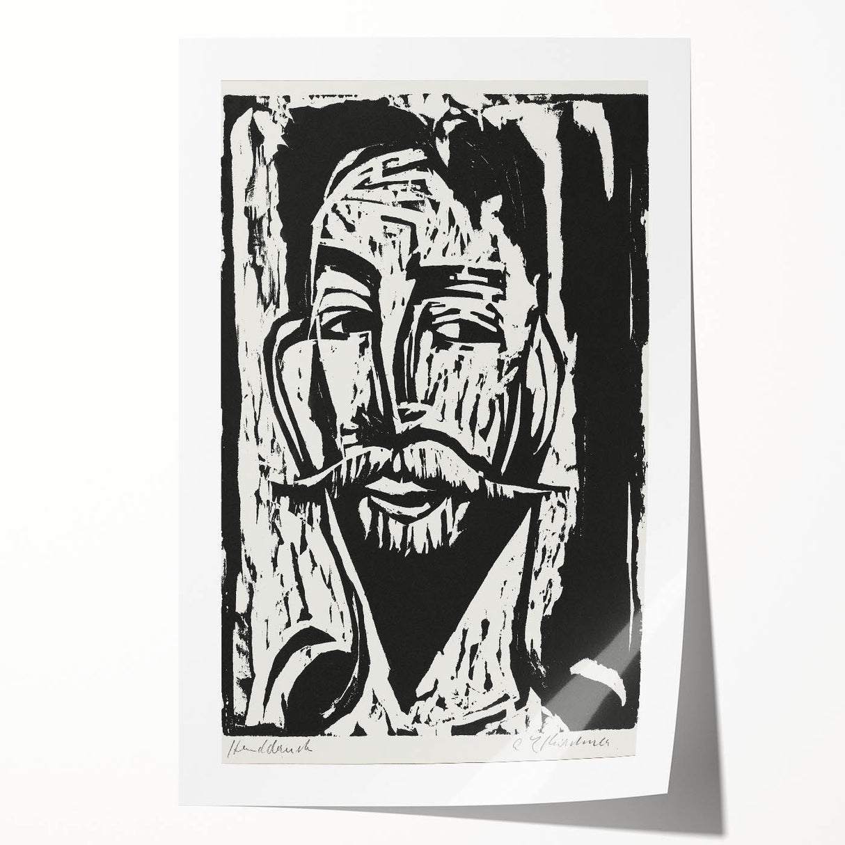 Expressionist Art - Striking Monochrome Portrait in Abstract Style