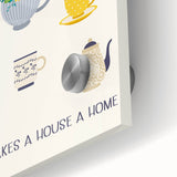 Large abstract wall art in mid-century modernist style with vibrant colors on acrylic glass, ideal for dining room decor.