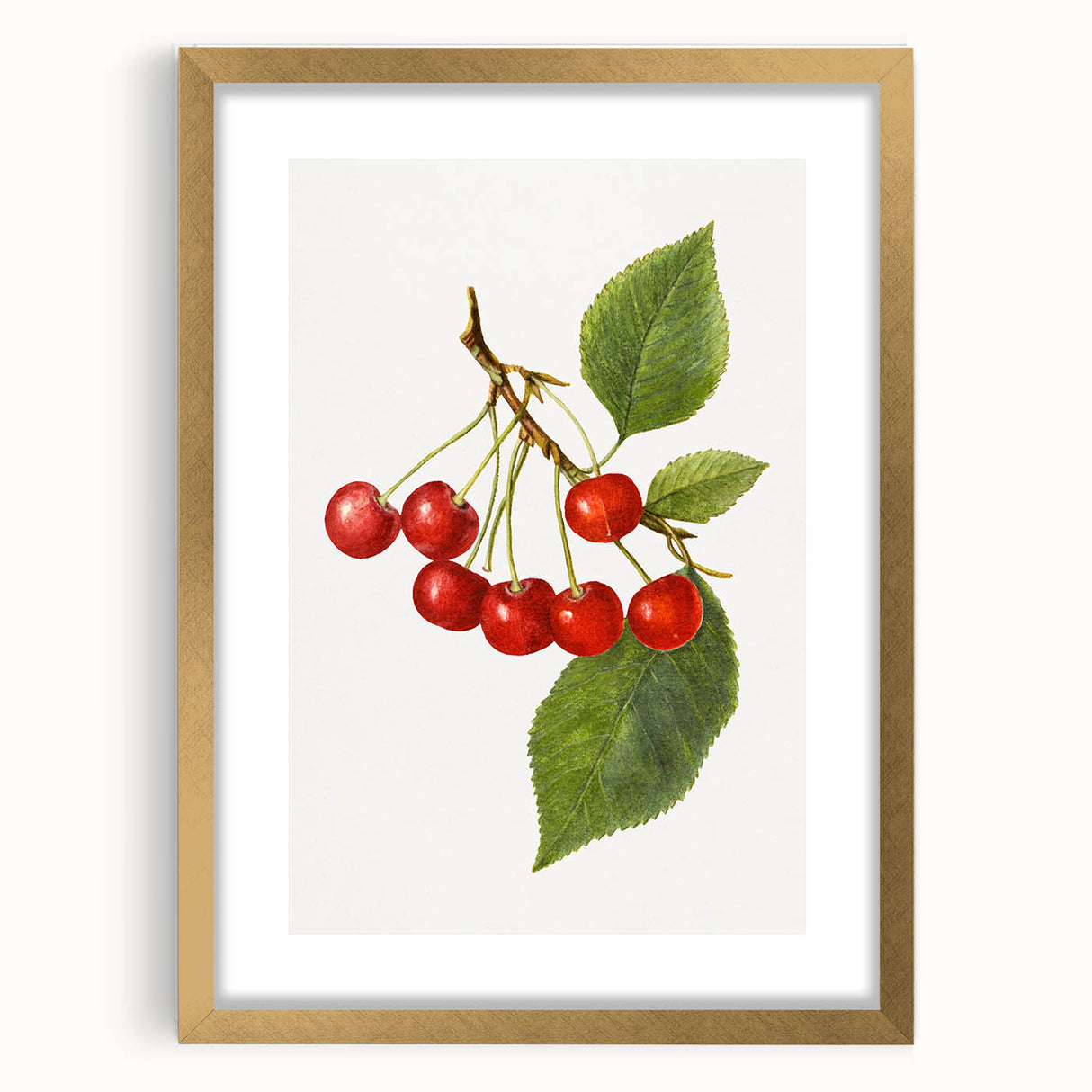 Extra large abstract art print featuring textured fruits in vibrant colors on a gold-framed canvas.