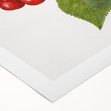 Art deco poster featuring an assortment of colorful fruits on rolled canvas, ideal for dining room wall art.