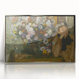 A Woman Seated Beside a Vase of Flowers by Degas: Classic Wall Art Print