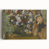 A Woman Seated Beside a Vase of Flowers by Degas: Classic Wall Art Print