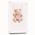 Teddy Bear on Swing Print - Girls Bedroom Nursery Wall Art
