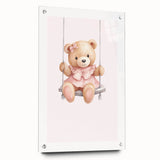 Teddy Bear on Swing Print - Girls Bedroom Nursery Wall Art