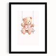 Teddy Bear on Swing Print - Girls Bedroom Nursery Wall Art