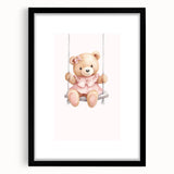 Teddy Bear on Swing Print - Girls Bedroom Nursery Wall Art