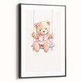 Teddy Bear on Swing Print - Girls Bedroom Nursery Wall Art
