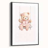 Teddy Bear on Swing Print - Girls Bedroom Nursery Wall Art