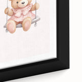 Teddy Bear on Swing Print - Girls Bedroom Nursery Wall Art