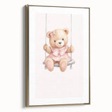 Teddy Bear on Swing Print - Girls Bedroom Nursery Wall Art