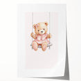 Teddy Bear on Swing Print - Girls Bedroom Nursery Wall Art