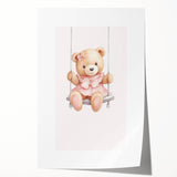 Teddy Bear on Swing Print - Girls Bedroom Nursery Wall Art
