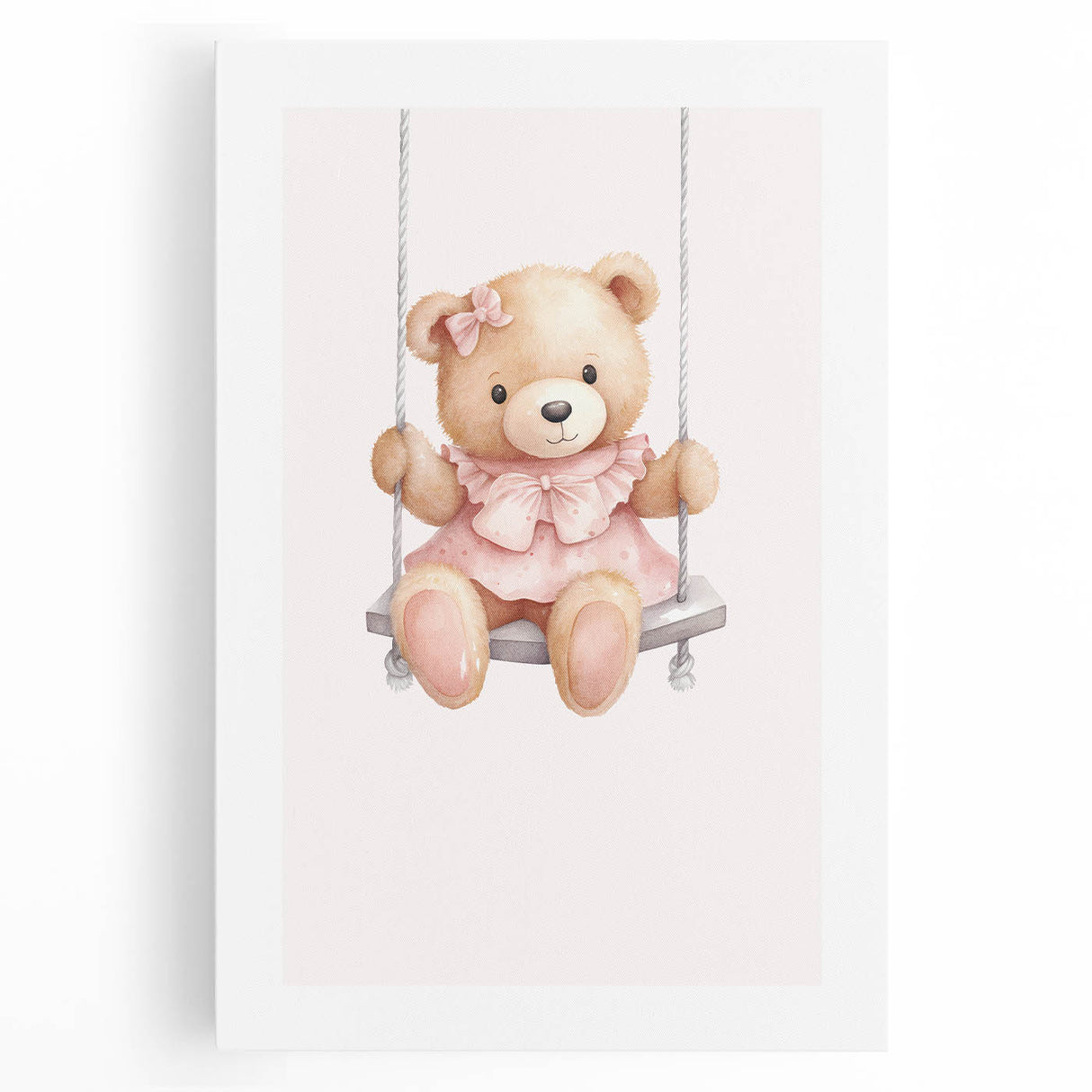 Teddy Bear on Swing Print - Girls Bedroom Nursery Wall Art