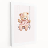 Teddy Bear on Swing Print - Girls Bedroom Nursery Wall Art