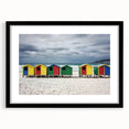 Black-framed landscape art depicting serene beaches, featuring a white mat for added elegance, ideal for home decor and coastal-themed interiors.