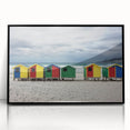 Framed acrylic artwork depicting a serene beach landscape, showcasing vibrant colors and tranquil waves, ideal for enhancing coastal-themed decor.