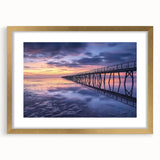 Gold landscape bridge frame with mat, showcasing a modern design, perfect for home decor. The elegant finish enhances any artwork, ideal for stylish interiors.