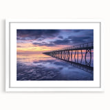 Landscape bridge frame with a white mat, showcasing a scenic view, designed for displaying artwork or photographs. Perfect for enhancing home decor.