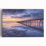 Stretched canvas artwork showcasing a vibrant landscape bridge scene with lush greenery and a serene waterway, perfect for home decor and nature enthusiasts.