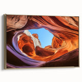 Framed landscape canvas art depicting vibrant canyons with gold accents, showcasing a stunning side view that enhances any interior decor. Perfect for nature lovers.