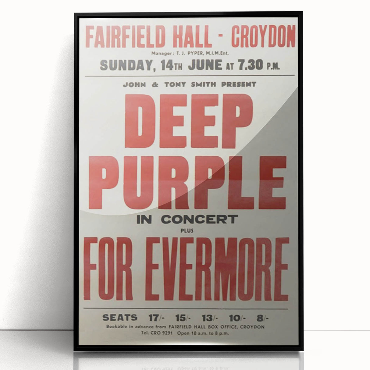 Deep Purple Concert Retro Poster - Vintage Fairfield Hall Art
