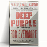 Deep Purple Concert Retro Poster - Vintage Fairfield Hall Art