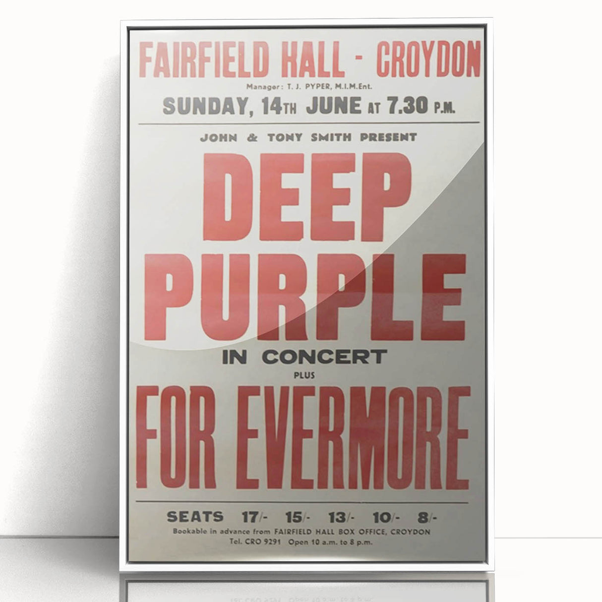 Deep Purple Concert Retro Poster - Vintage Fairfield Hall Art