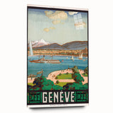 Vintage Geneva Travel Poster - Swiss Lake & Mountains Art Print