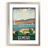 Vintage Geneva Travel Poster - Swiss Lake & Mountains Art Print
