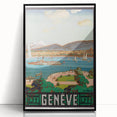Vintage Geneva Travel Poster - Swiss Lake & Mountains Art Print