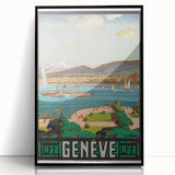 Vintage Geneva Travel Poster - Swiss Lake & Mountains Art Print
