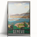 Vintage Geneva Travel Poster - Swiss Lake & Mountains Art Print