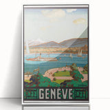 Vintage Geneva Travel Poster - Swiss Lake & Mountains Art Print