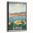 Vintage Geneva Travel Poster - Swiss Lake & Mountains Art Print