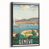 Vintage Geneva Travel Poster - Swiss Lake & Mountains Art Print