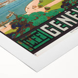 Vintage Geneva Travel Poster - Swiss Lake & Mountains Art Print