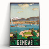 Vintage Geneva Travel Poster - Swiss Lake & Mountains Art Print