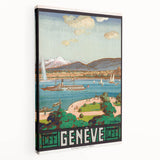 Vintage Geneva Travel Poster - Swiss Lake & Mountains Art Print