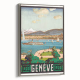 Vintage Geneva Travel Poster - Swiss Lake & Mountains Art Print